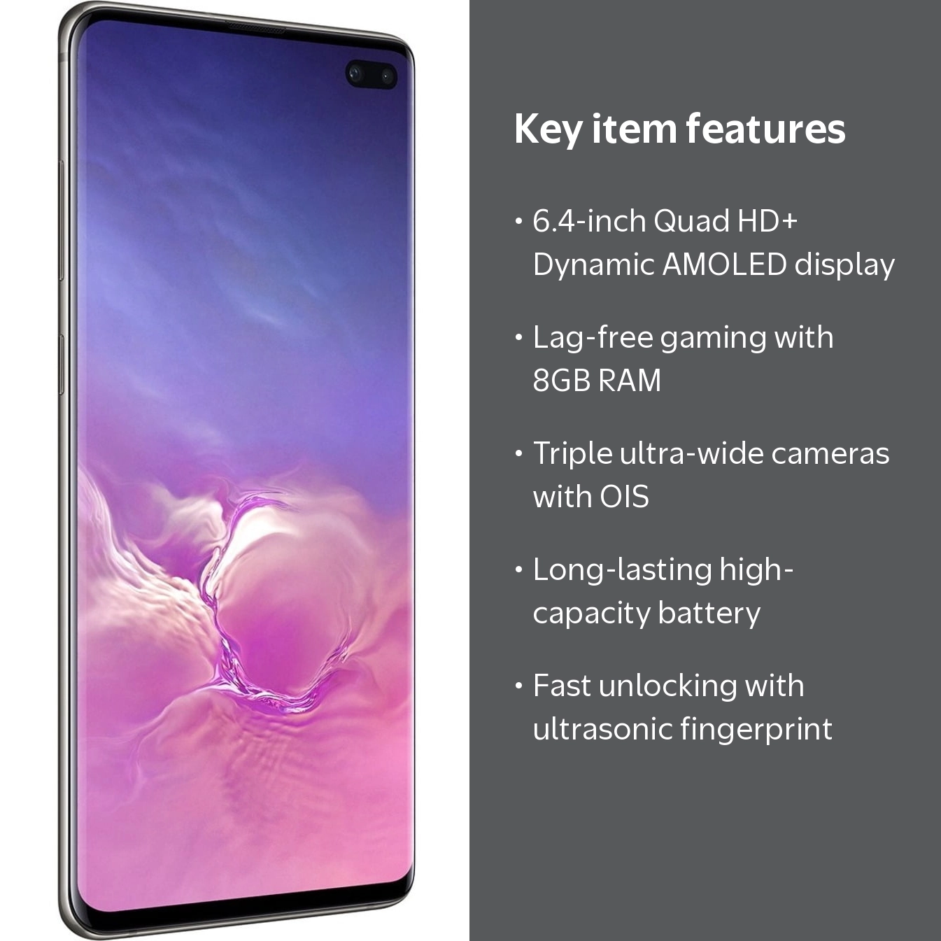 Samsung Galaxy S10+ Unlocked Android Cell Phone, 6.4 Inch Infinity