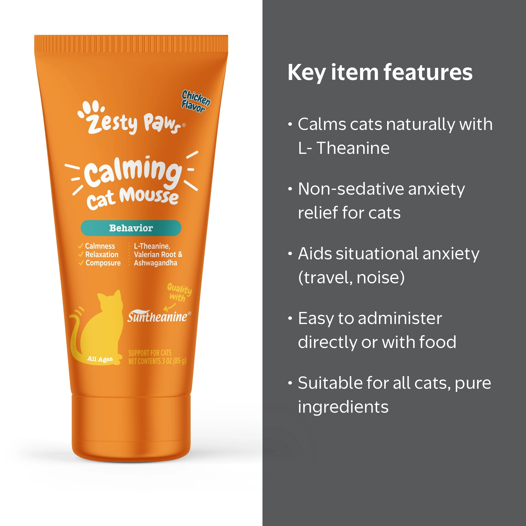 Zesty Paws Calming Mousse for Cats with L-Theanine, Stress