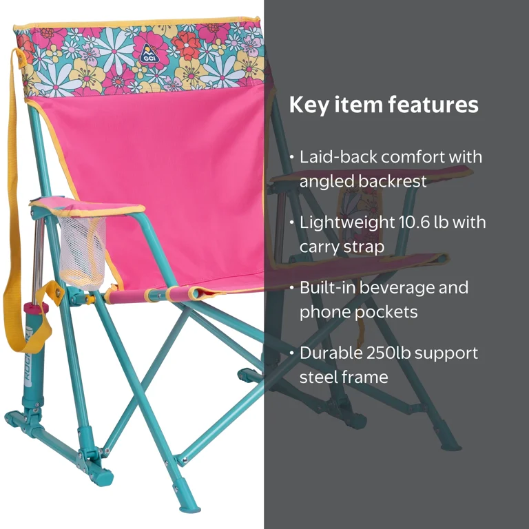 GCI Outdoor Kickback Rocker Low Profile Rocking Camping Chair with