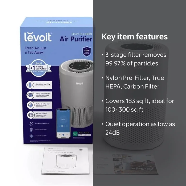 Levoit Core 200S Smart True HEPA Air Purifier for Medium Room