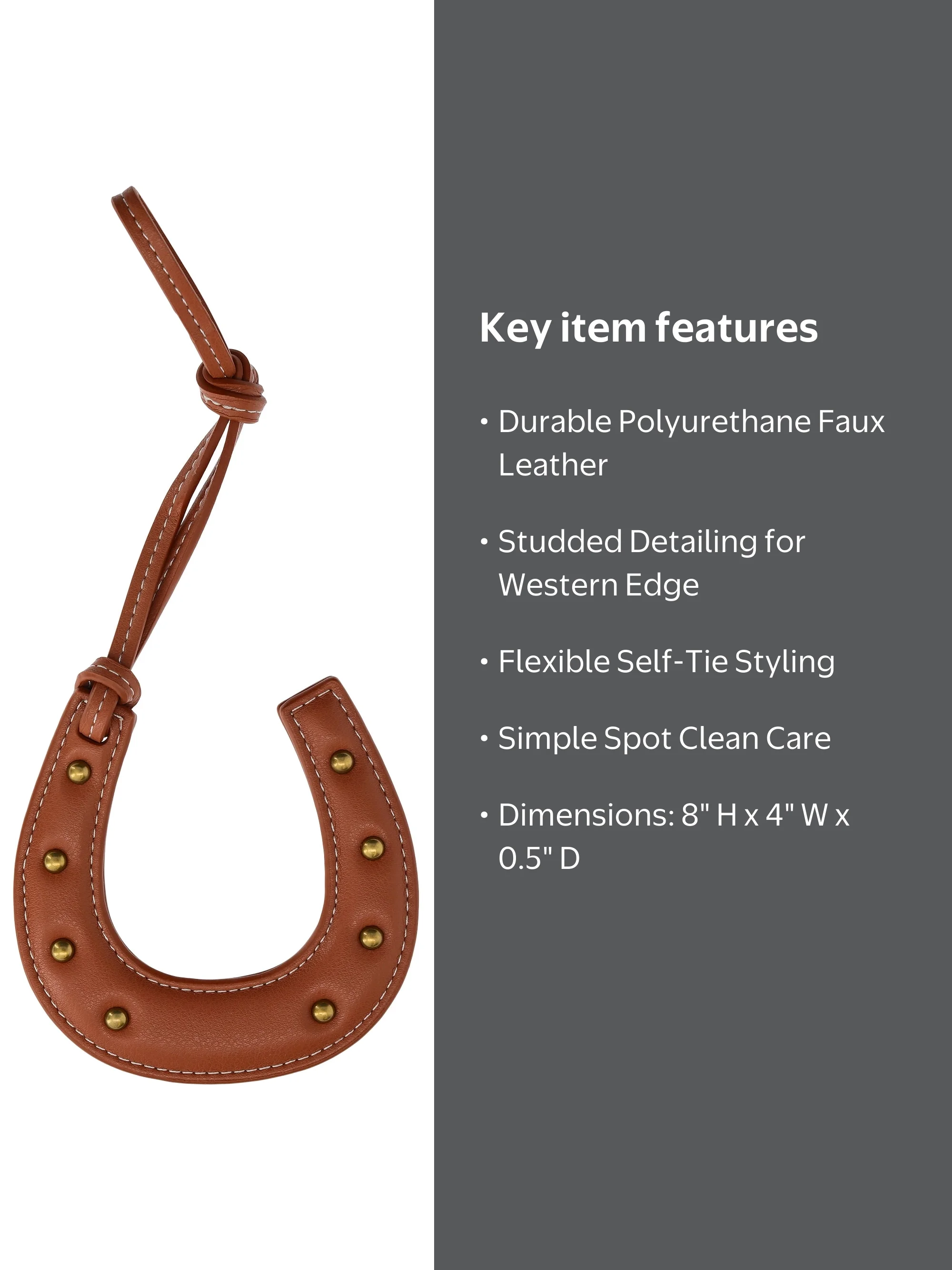 No Boundaries Women's Faux Leather Horseshoe Bag Charm, Brown