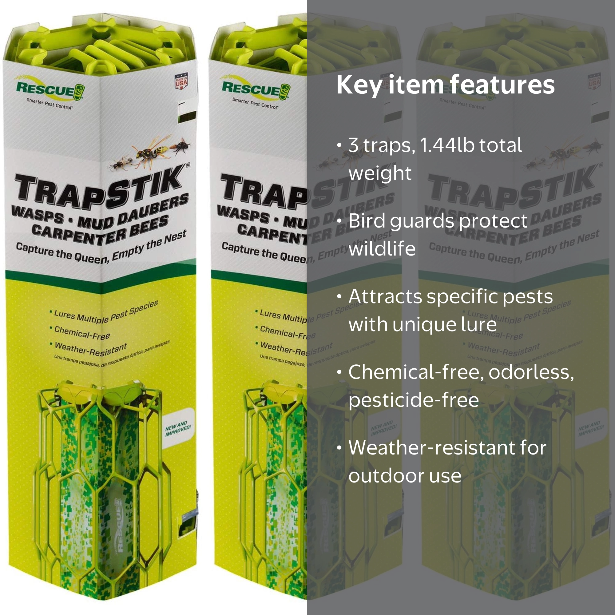 RESCUE! Sticky Insect TrapStik for Wasps, Mud Daubers, Carpenter