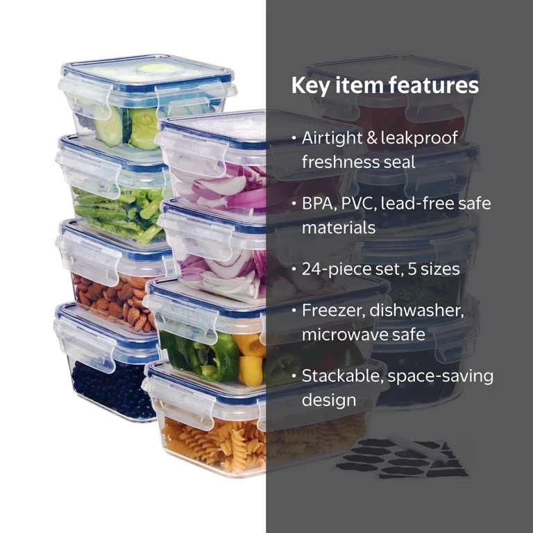 SHIGEER, Food Storage Container Set, 24-Piece, Airtight Lock Lids