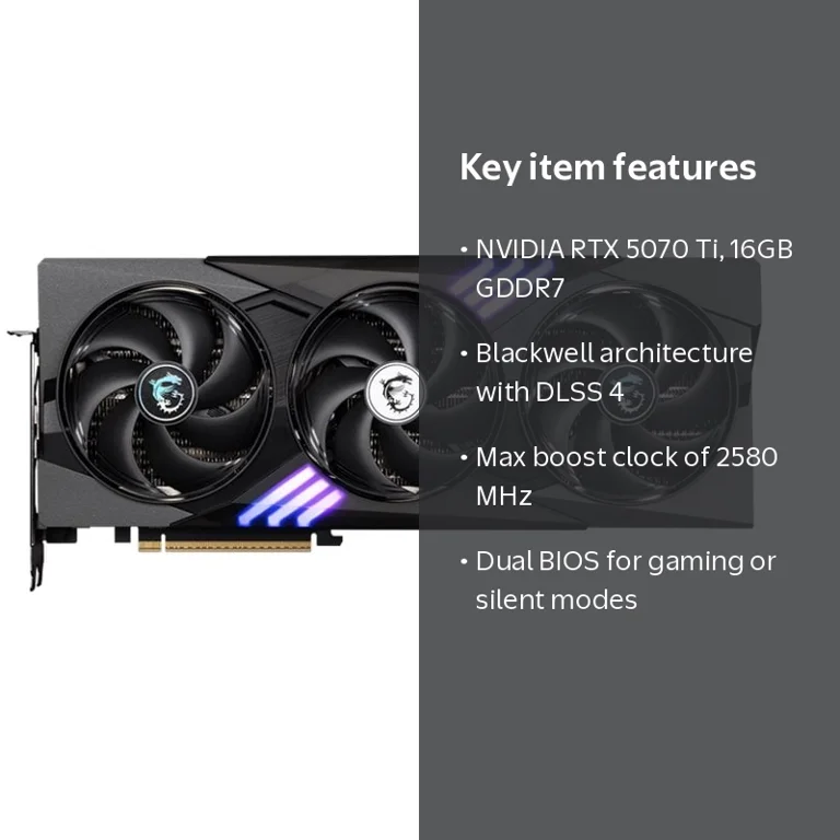 MSI, Graphics Card, GeForce RTX 5070 Ti 16G Gaming Trio OC, 16GB