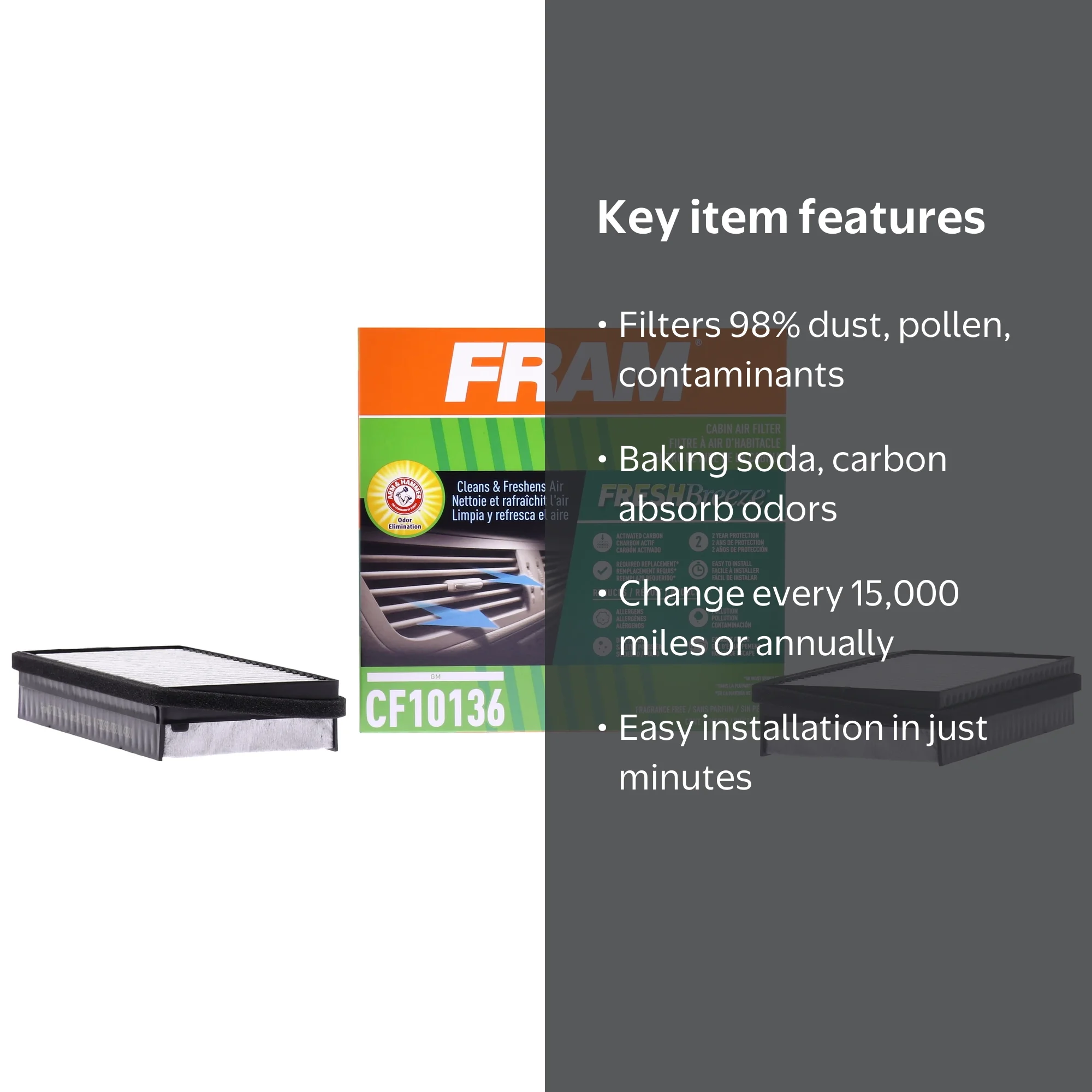 FRAM Fresh Breeze Cabin Air Filter, CF10136 Fits select: 2005-2008