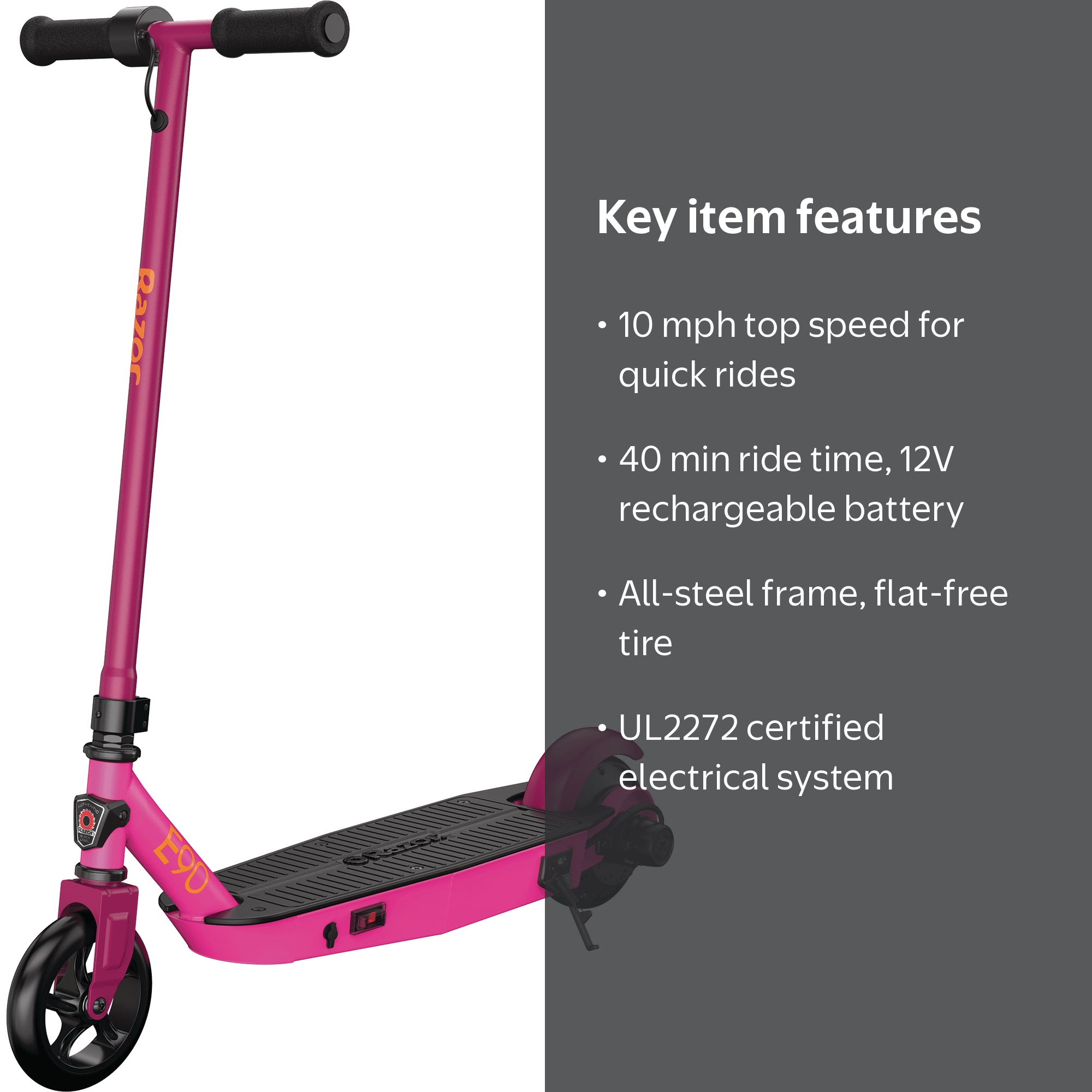 Razor Black Label E90 Electric Scooter - Pink, for Kids Ages 8+