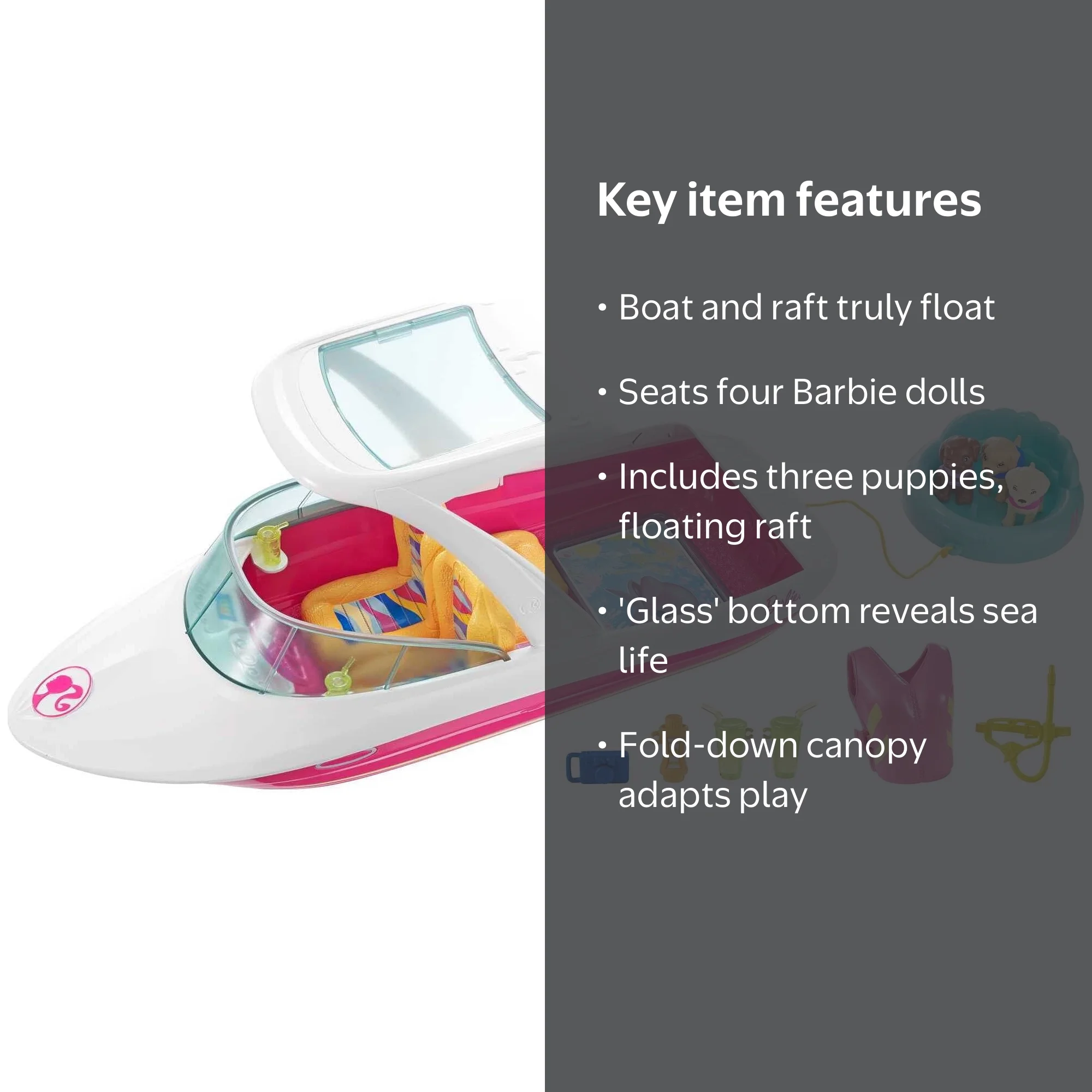 Barbie Dolphin Magic Ocean View Beach Set, Ship Toy Play with Pet