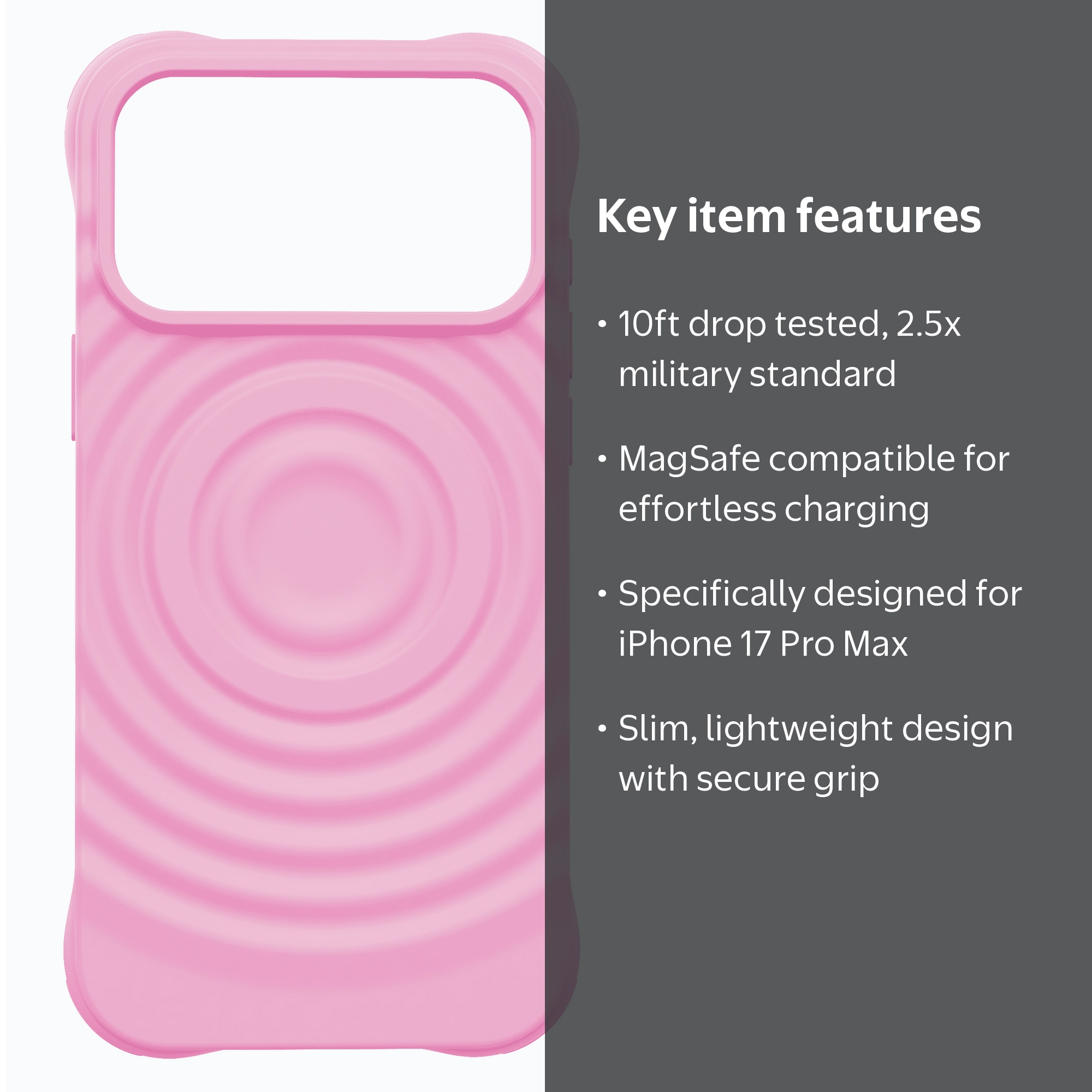 onn iPhone 17 Pro Max Case, MagSafe Compatible, Pink, TPU, 6.9 in