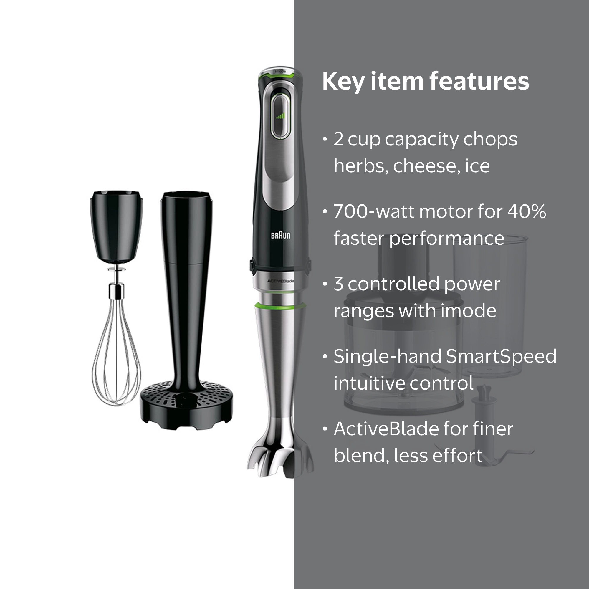 Braun Multiquick 9 Mixer, Immersion Liquid Stick Hand Blender with