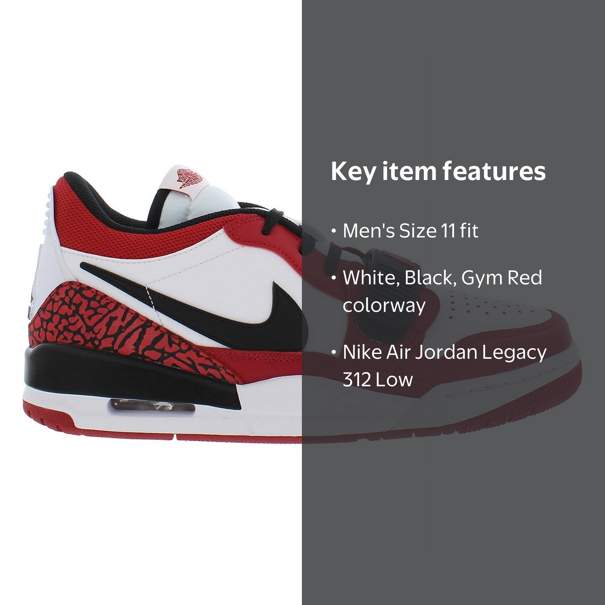 Nike Air Jordan Legacy 312 Low Mens Shoes Size 11, Color  display picture 2