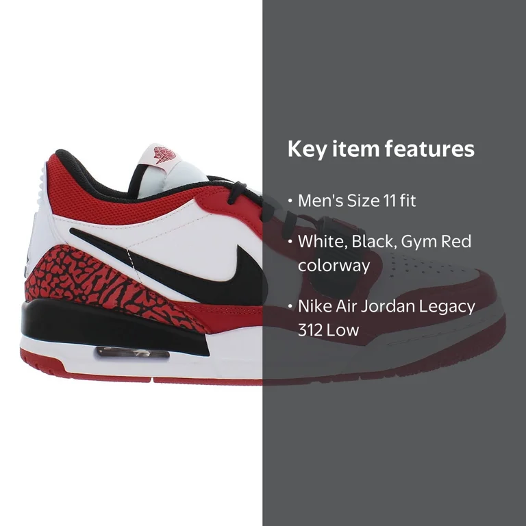 Nike Air Jordan Legacy 312 Low Mens Shoes Size 11, Color: White
