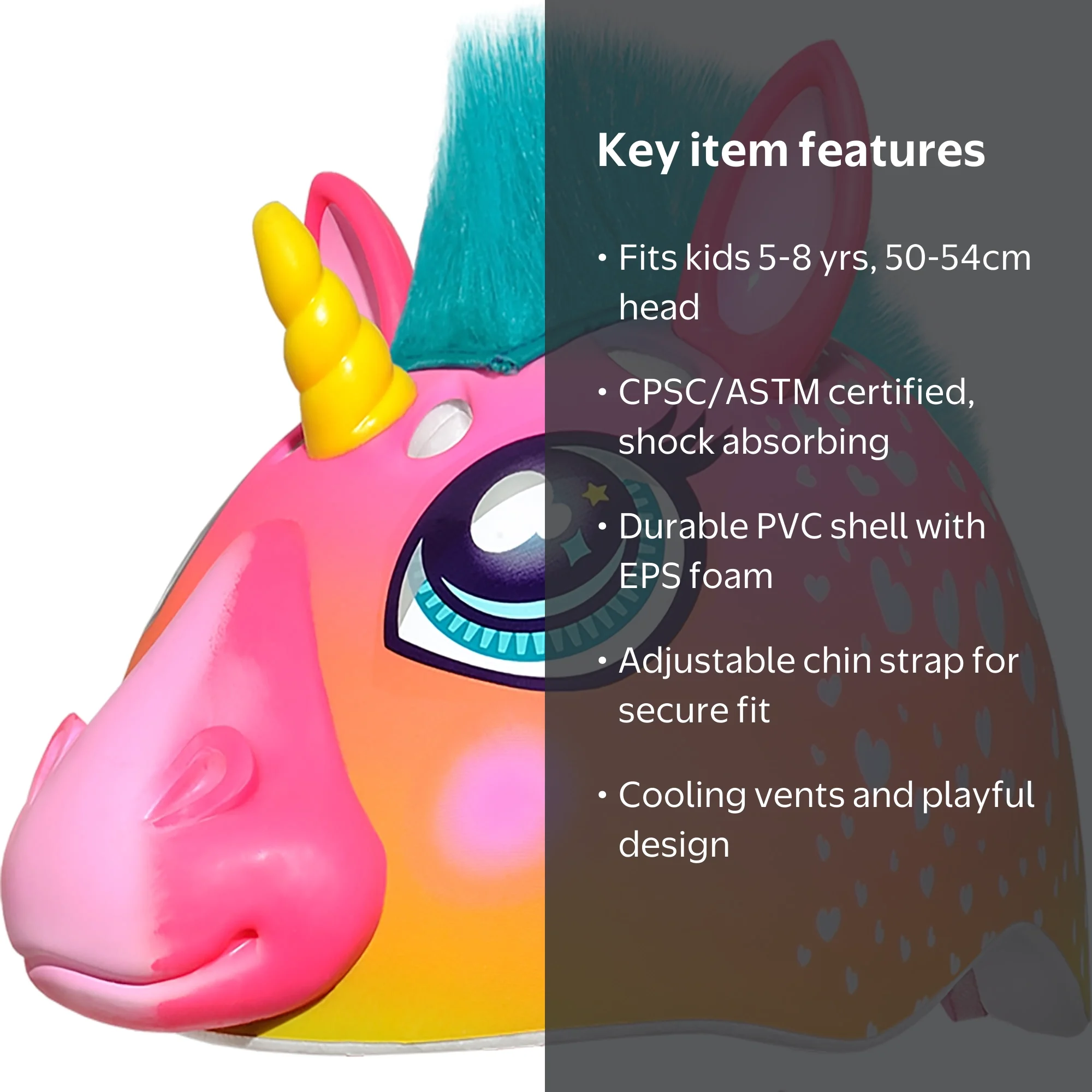 Raskullz Super Rainbow Unicorn Hair Bike Helmet, Child 5+ (50-54cm) -  Walmart.com