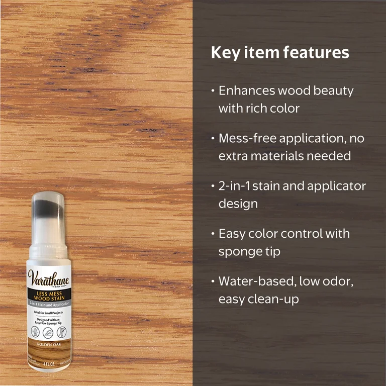4 Pack, Golden Oak, Varathane Less Mess Wood Stain-368035, 4 oz