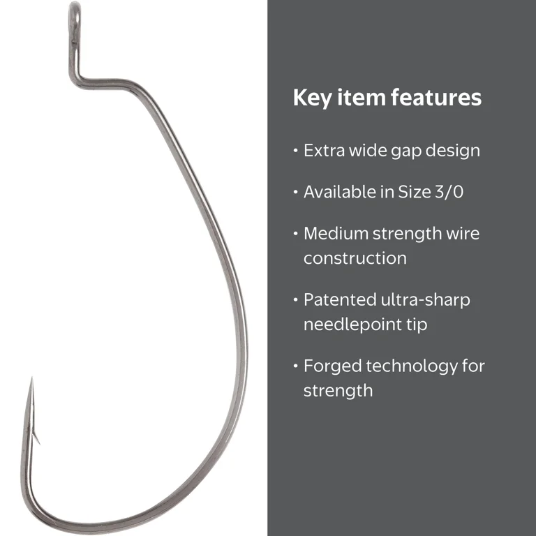 Eagle Claw Lazer Sharp L092UH-3/0 Worm Extra Wide Gap Hook