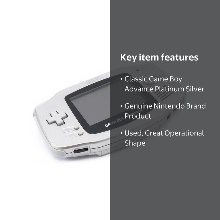 Nintendo Game Boy Advance Platinum Silver Video Game Console