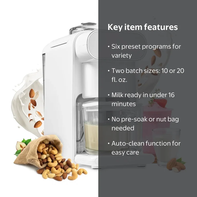 Chefwave Milkmade Non-Dairy Milk Maker, White, 6 Program, Auto