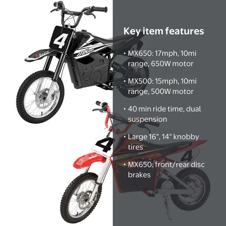 Razor MX650 & MX500 Electric Dirt Rocket Bike for Adults and