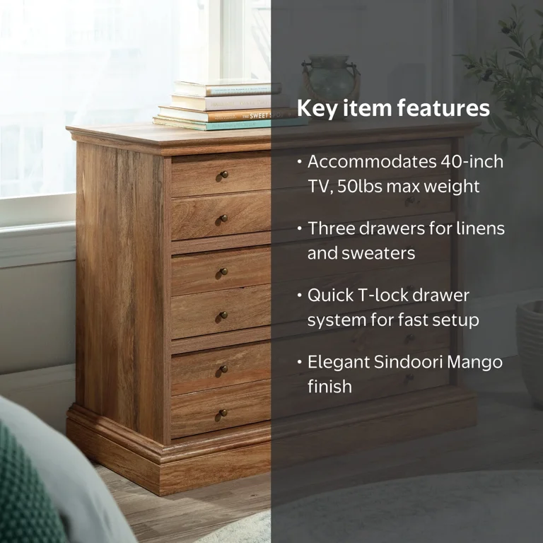 Sauder, Barrister Lane 3-Drawer Chest, Model #433358, Sindoori