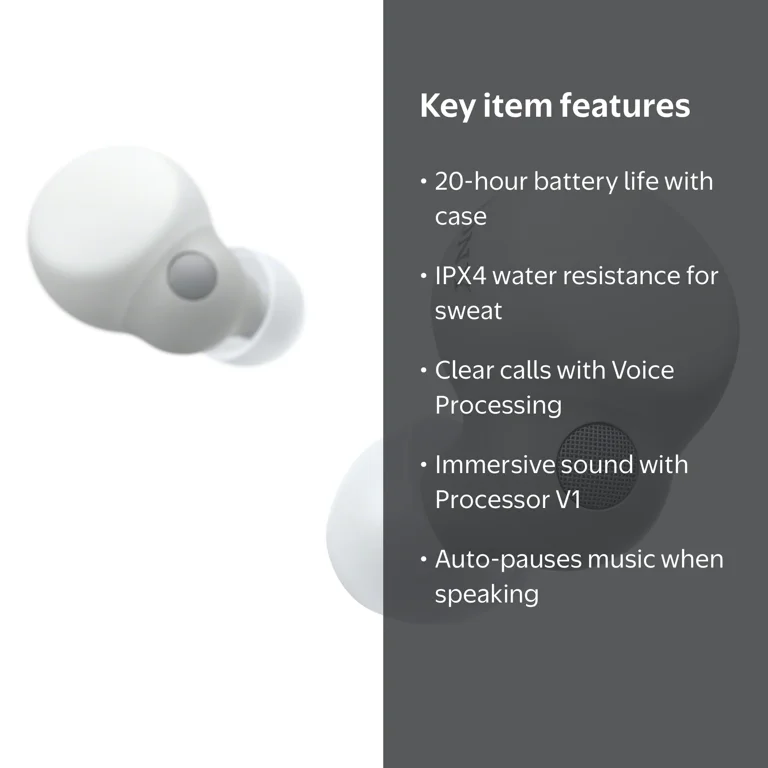 Sony, LinkBuds S Truly Wireless Earbuds, White, Noise Canceling