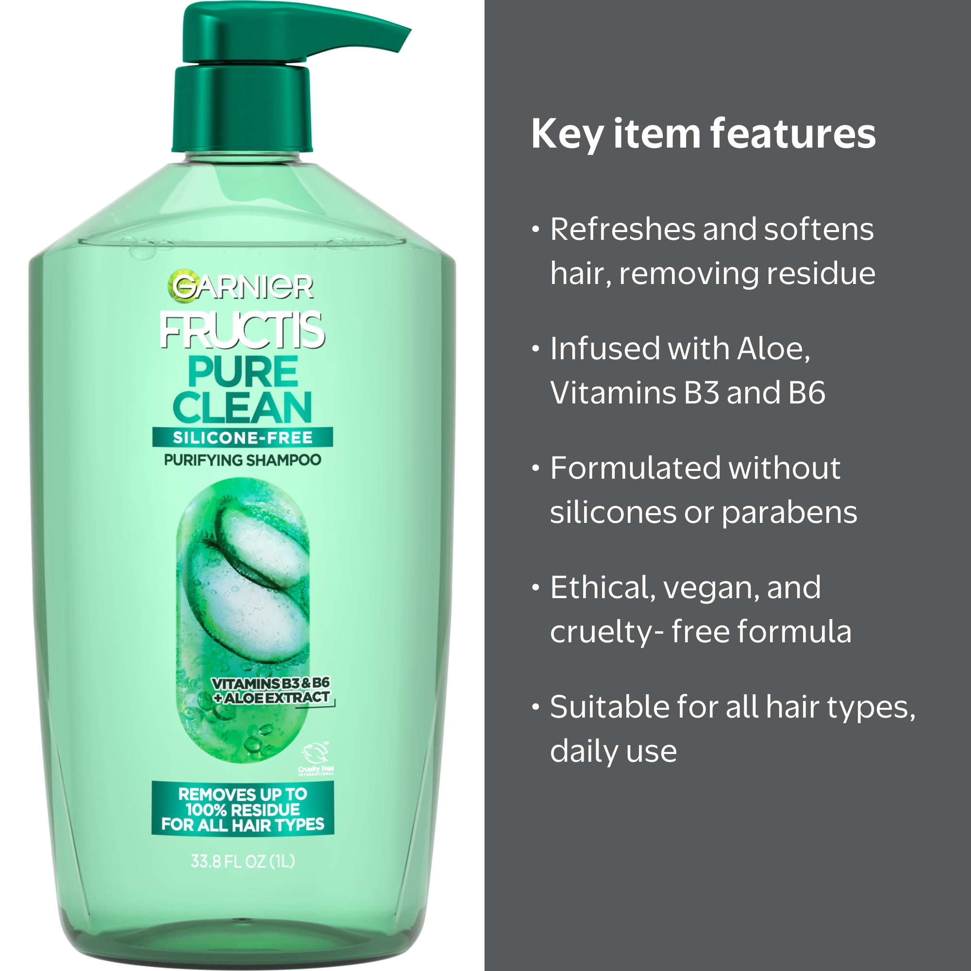 Garnier Fructis Pure Clean Purifying Shampoo, 33.8 fl oz - Walmart.com