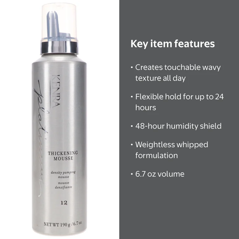 Kenra Platinum #12 Thickening Mousse, Root Volumizing, 6.7 oz