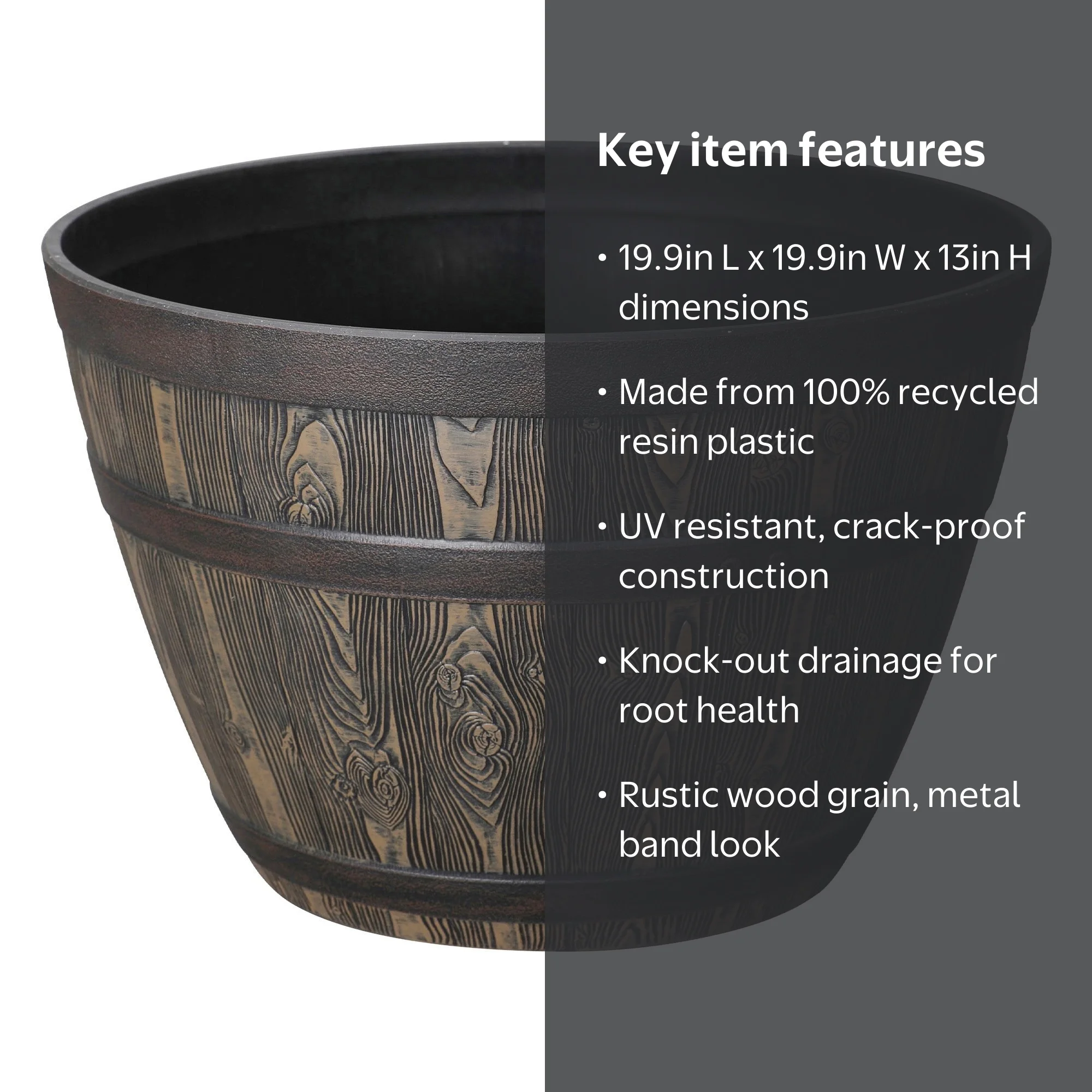 Better Homes & Gardens Whiskey Barrel Brown 100% Recycled Resin