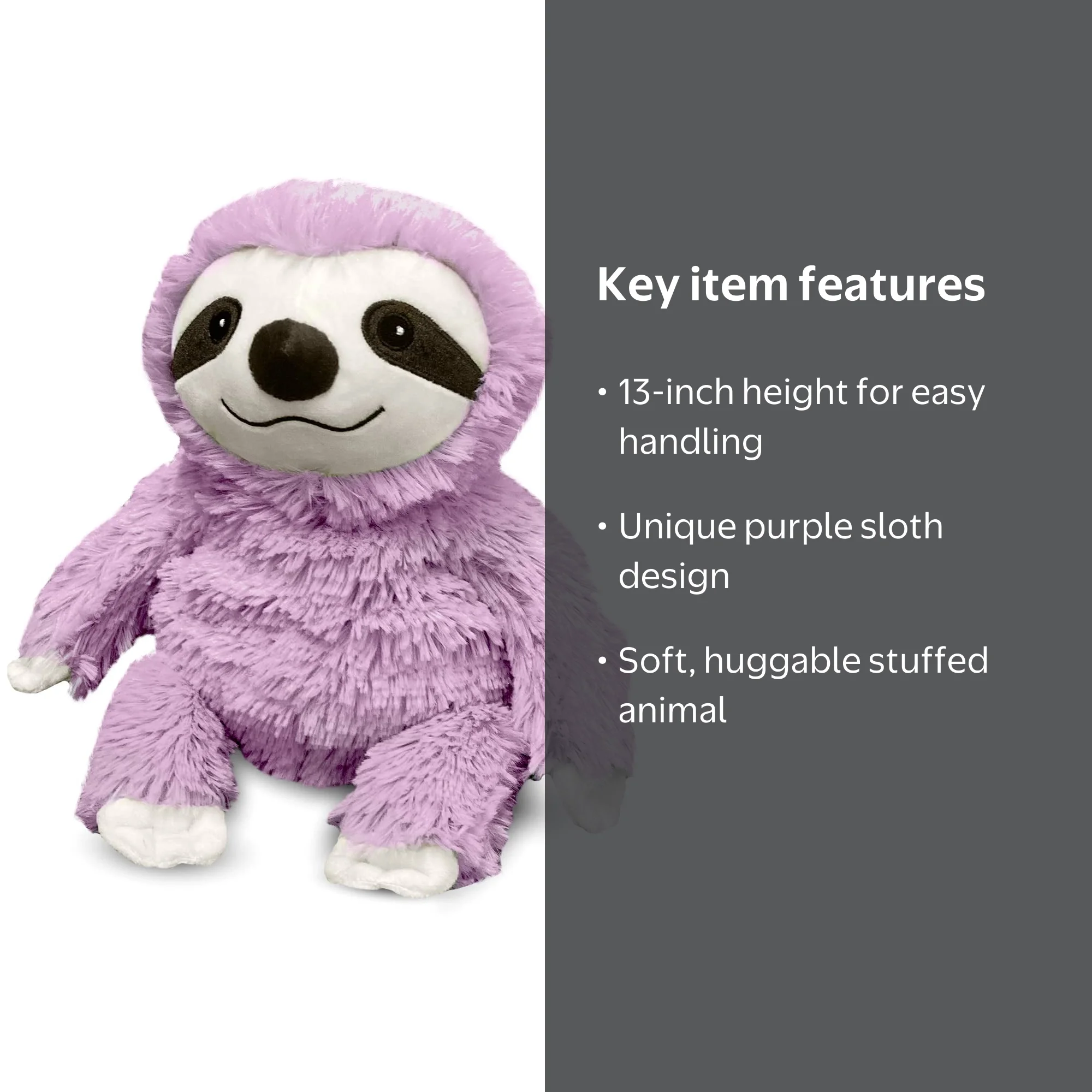 Intelex Warmies Microwavable Stuffed Toy, Purple Sloth, 13-Inch