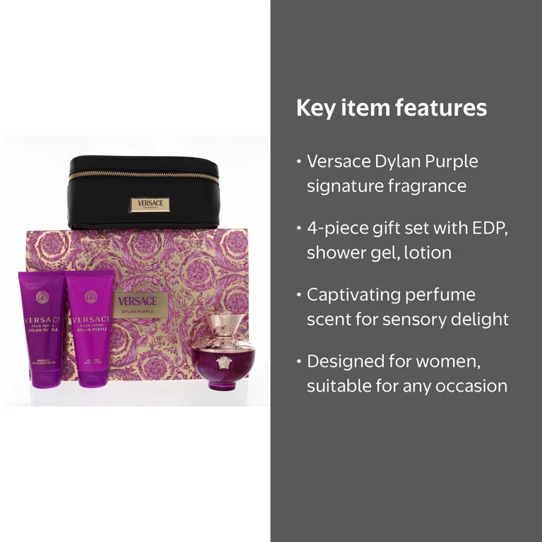 Versace Dylan Purple 3.4 OZ Eau De Parfum Spray, Bath Gel, Body