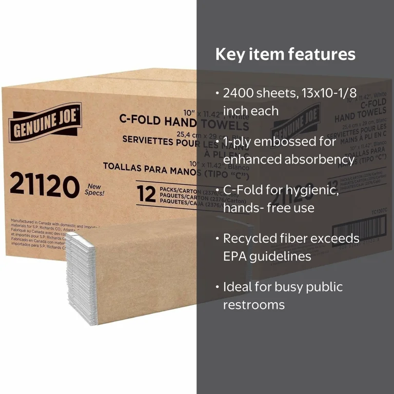 Genuine Joe C-Fold Towels, 1-Ply, 13