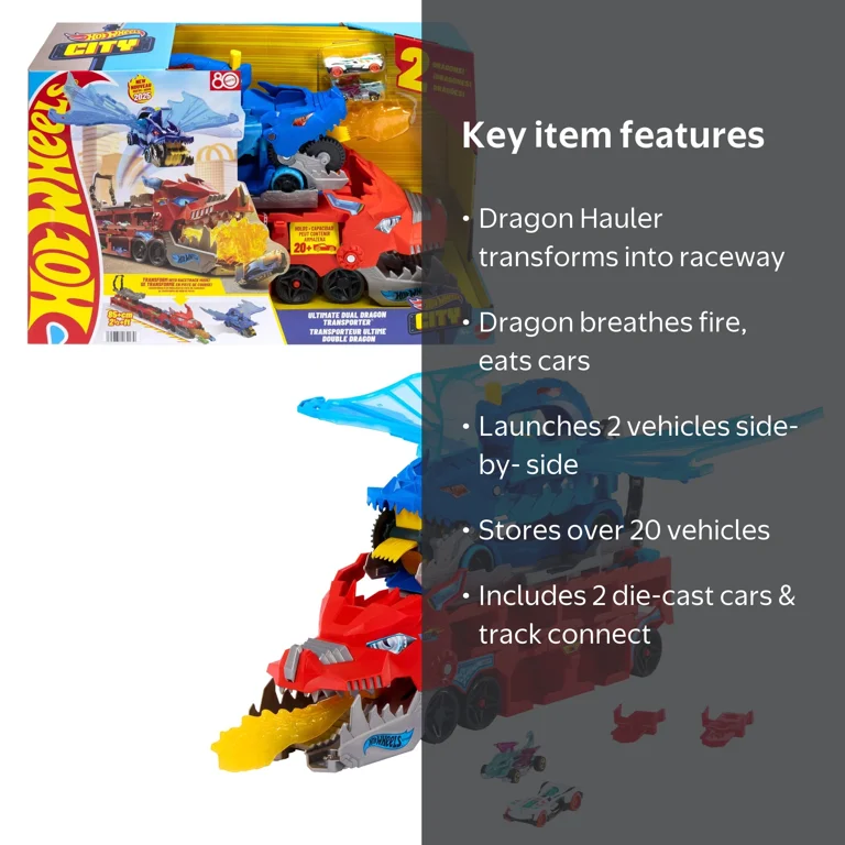 Hot Wheels City Ultimate Dual Dragon Transporter Diecast Playset