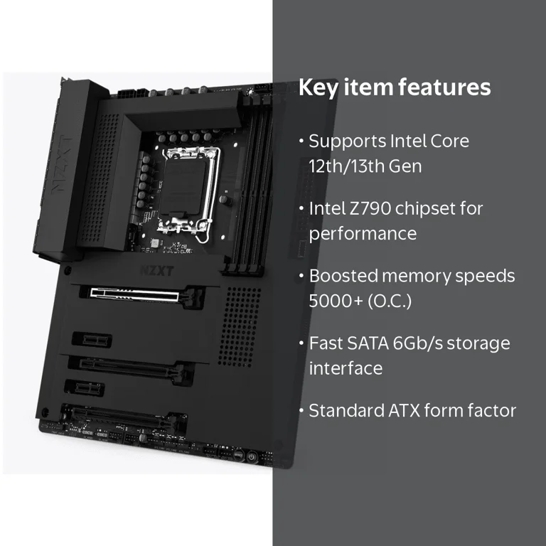 NZXT N7 Z790 Gaming PC Motherboard, LGA 1700 Intel Z790 SATA 6Gb/s