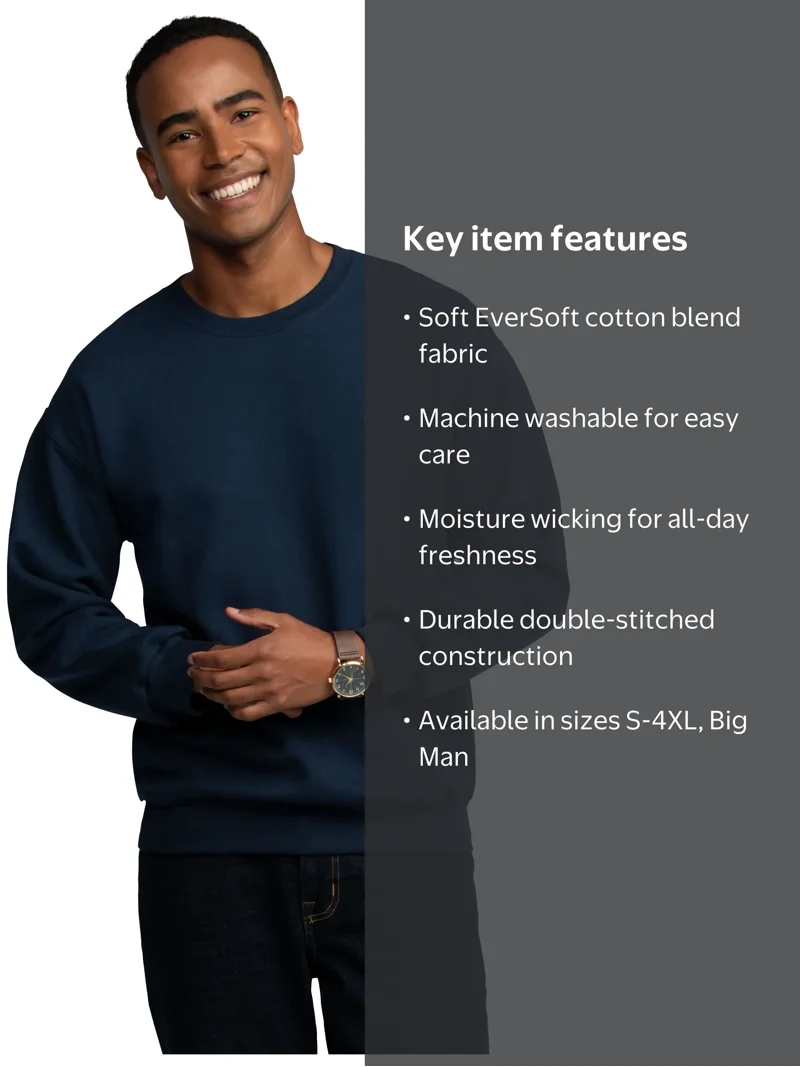 Fruit of the Loom Men's EverSoft Fleece Pullover Crew Neck Sweat