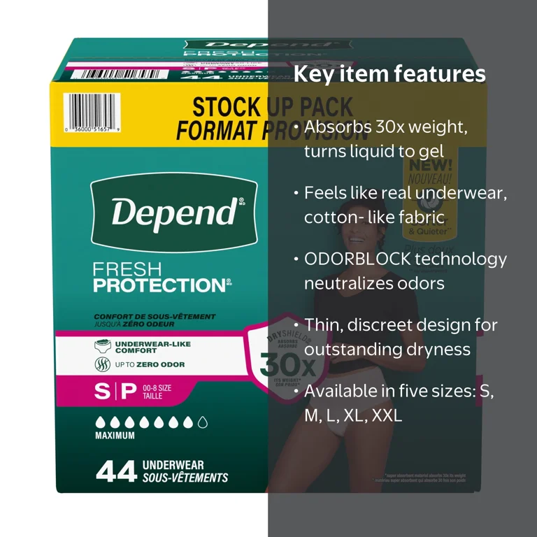 Depend Fresh Protection Incontinence Underwear for Women, Adult