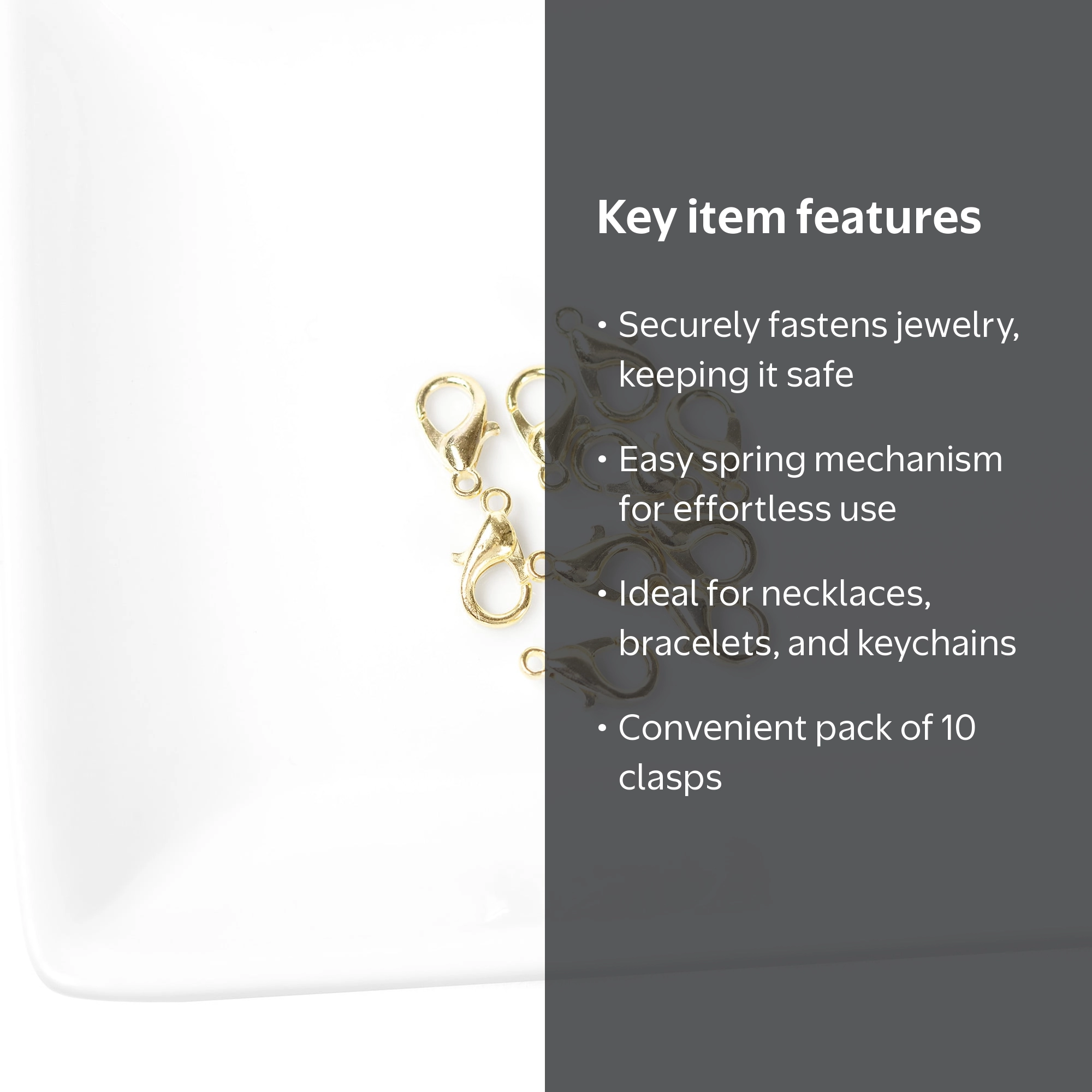 Cousin DIY Gold Metal Lobster Clasps, 10-Piece Pack for Jewelry