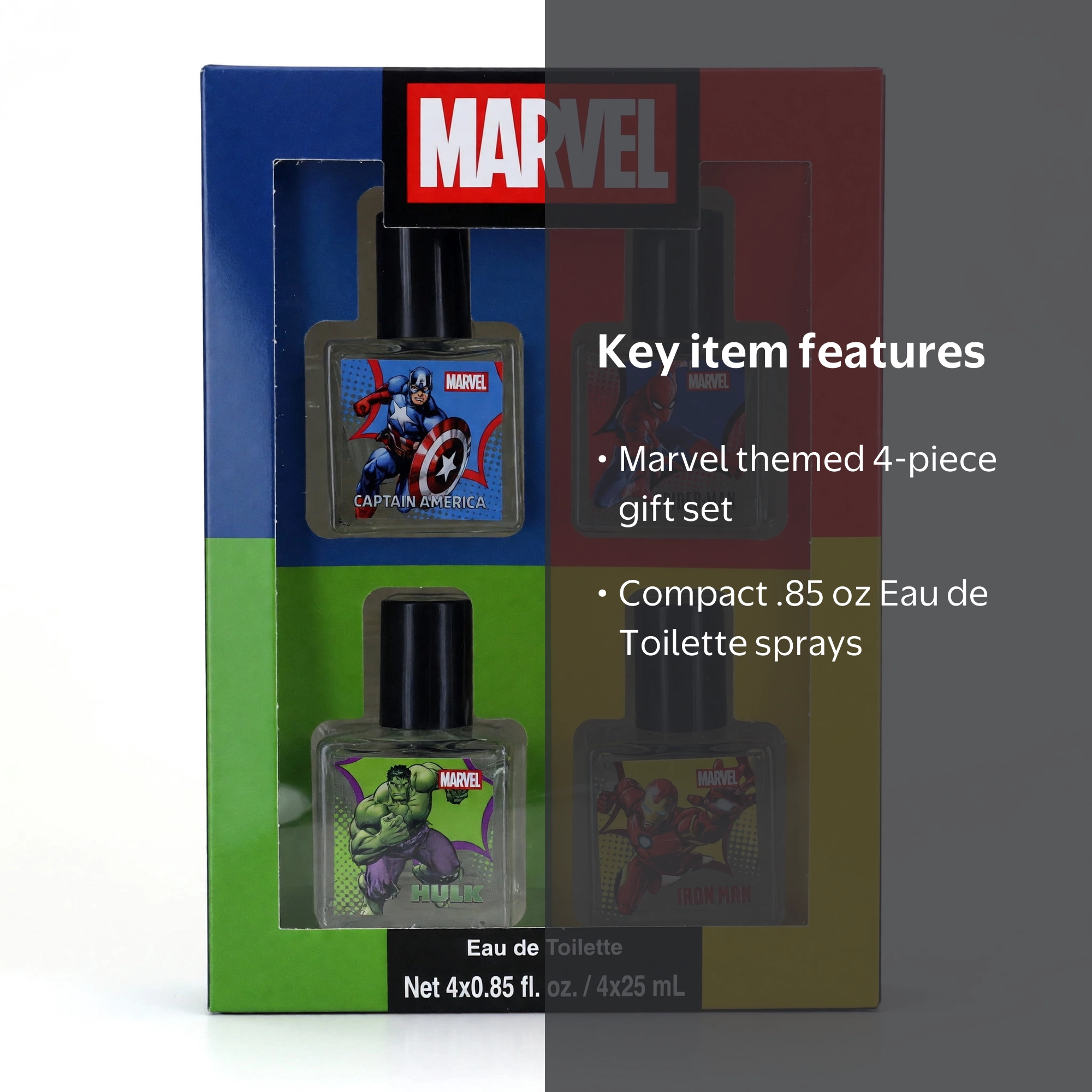 Marvel 4 Piece Gift Set for Kids, Includes Spider Man, Hulk, Iron