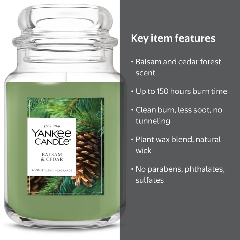 Yankee Candle, Scented Candle, 22 oz, Balsam & Cedar