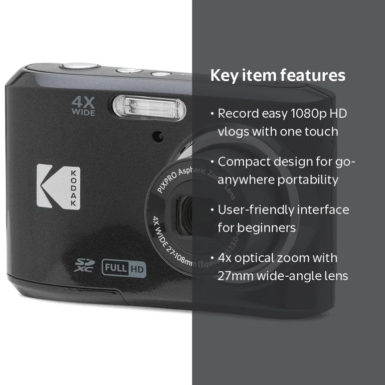 Kodak, Digital camera, 16MP, 4x optical zoom, compact - Walmart.com