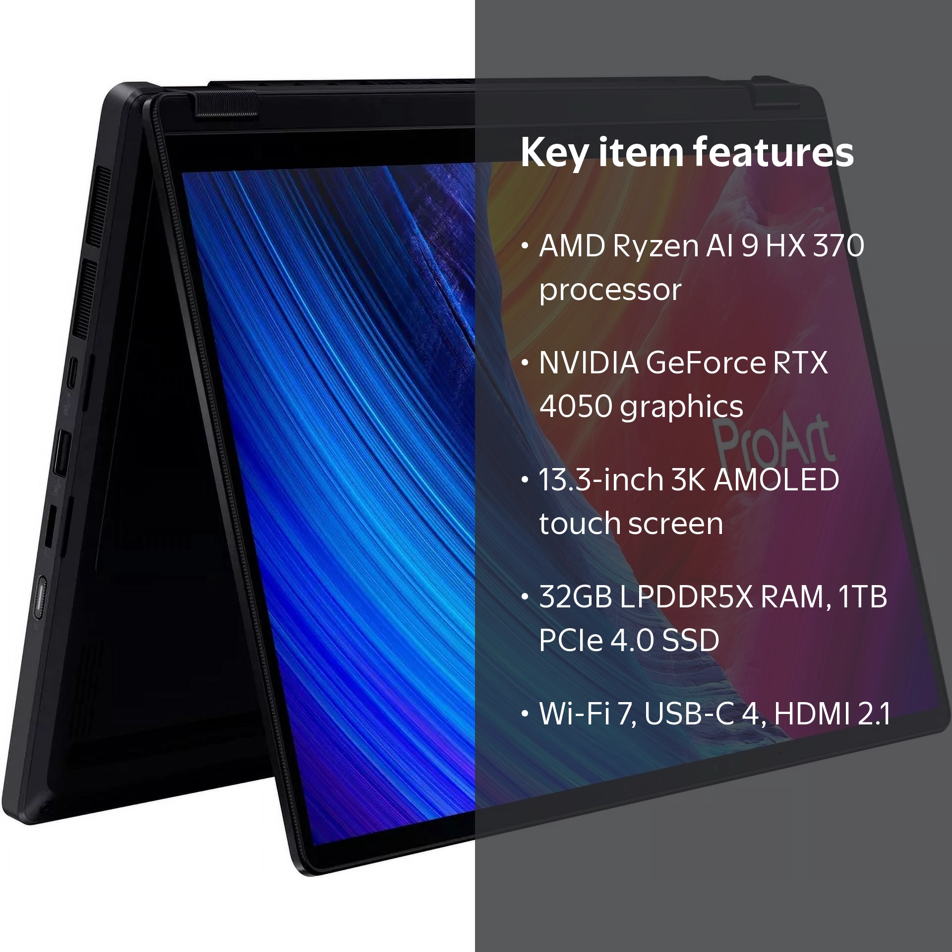ASUS - ProArt PX13 13 3K Touch Screen Laptop - AMD Ryzen AI 9 HX