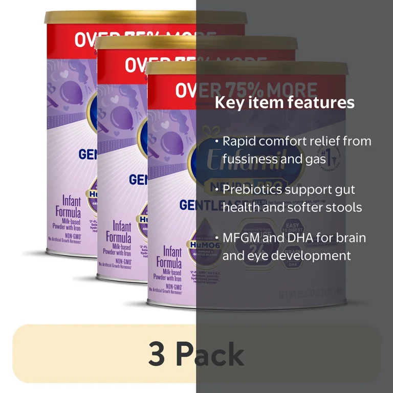 3 pack) Enfamil NeuroPro Gentlease Baby Formula for Easing
