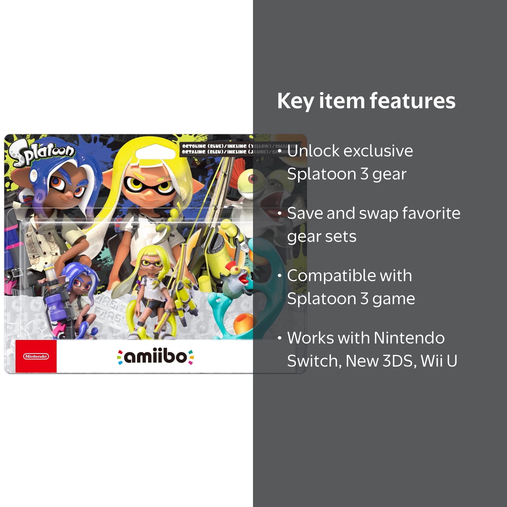 Nintendo, Octoling and Inkling Amiibo 3-Pack, Blue, Smallfry