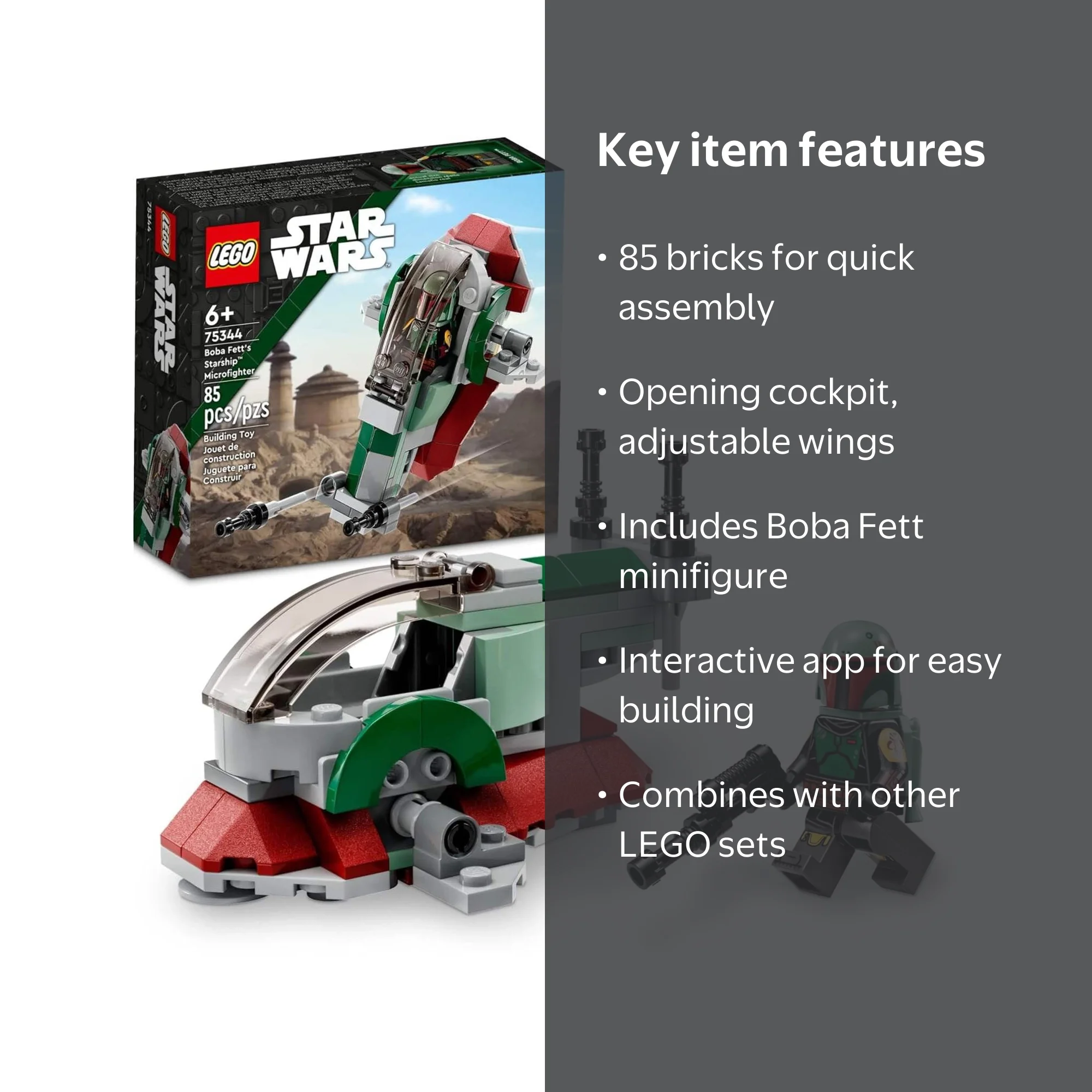 LEGO Star Wars Boba Fett'S Starship Microfighter 75344, Building