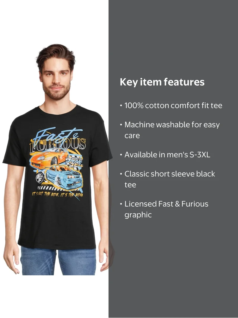 Fast & Furious Men's and Big Men's Graphic Tee Shirt, Sizes S