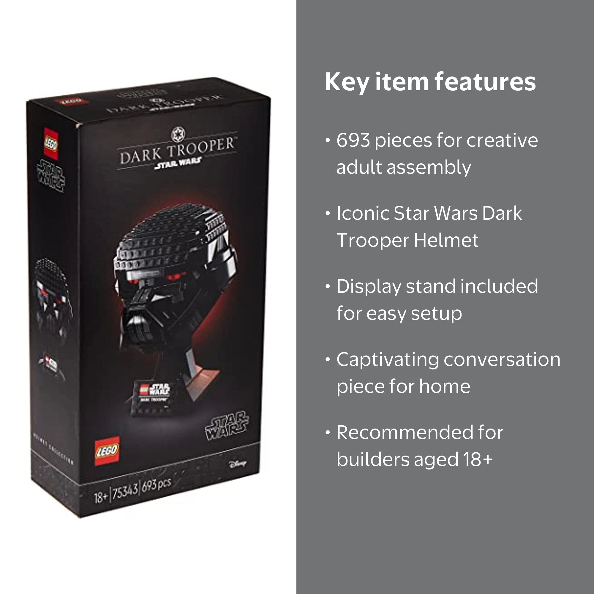 Lego Star Wars 75343 Dark Trooper Helmet - Buildable Collectors