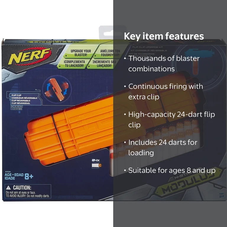 Nerf, Modulus Flip Clip Upgrade Kit, includes 24 darts, reloads Nerf, Modulus Flip Clip Upgrade Kit, includes 24 darts, reloads