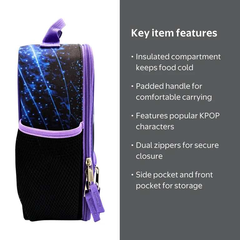 アイドル lunabox KPOP Demon Hunters Huntrix Reusable Insulated Lunch Kit - Walmart.com