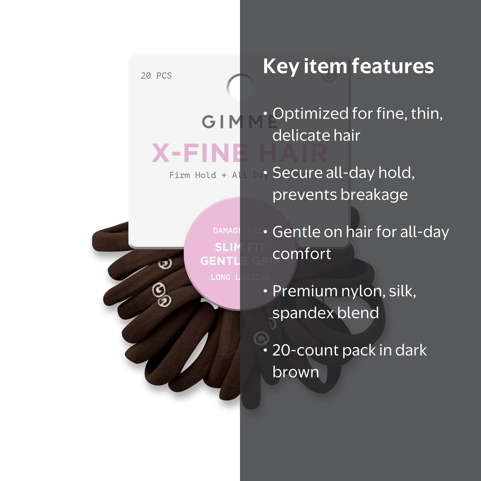 Gimme Beauty Seamless Hair Ties for Extra Fine Hair, Ponytail