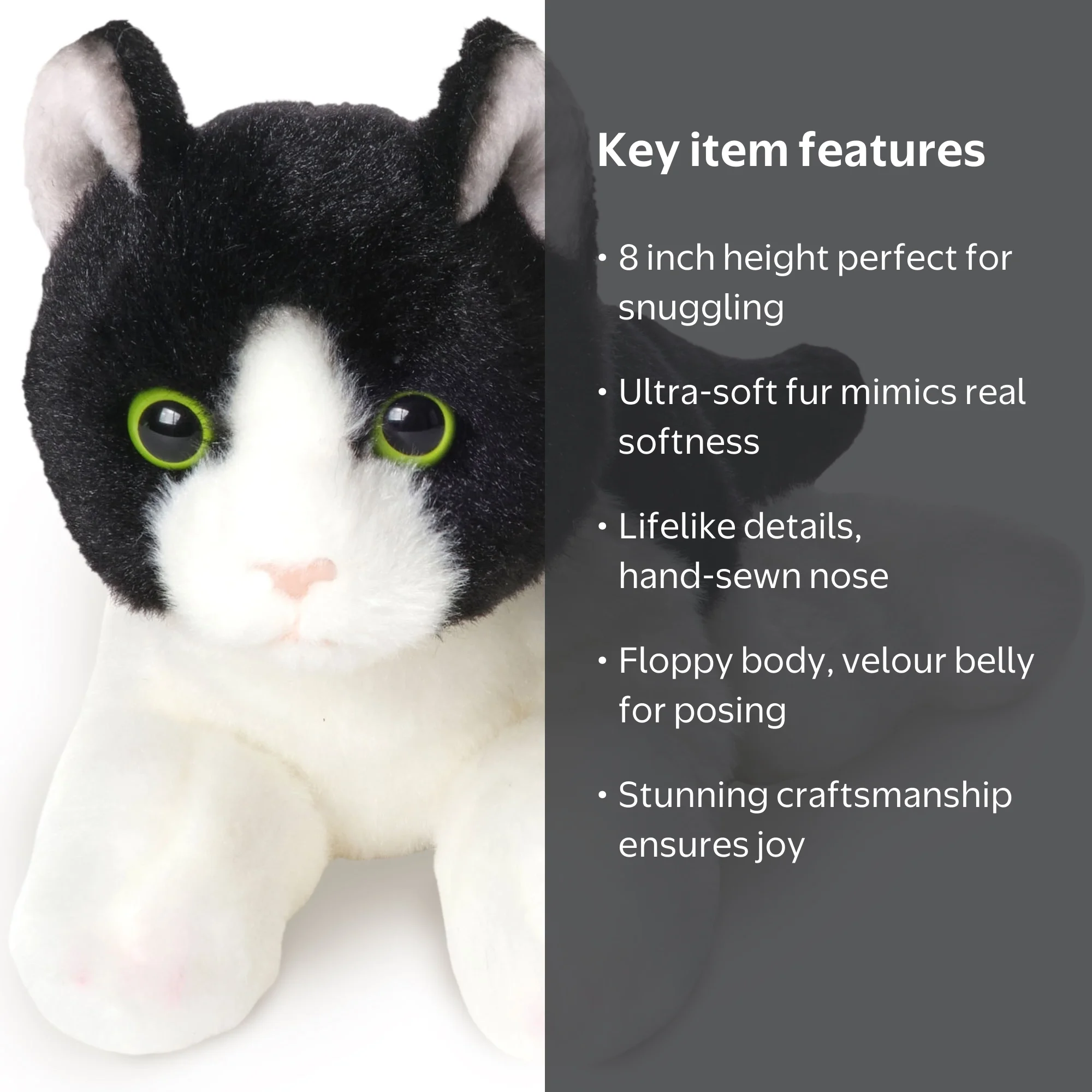 Bearington Fluffy Cute Realistic Lil' Domino Plush Stuffed Tuxedo