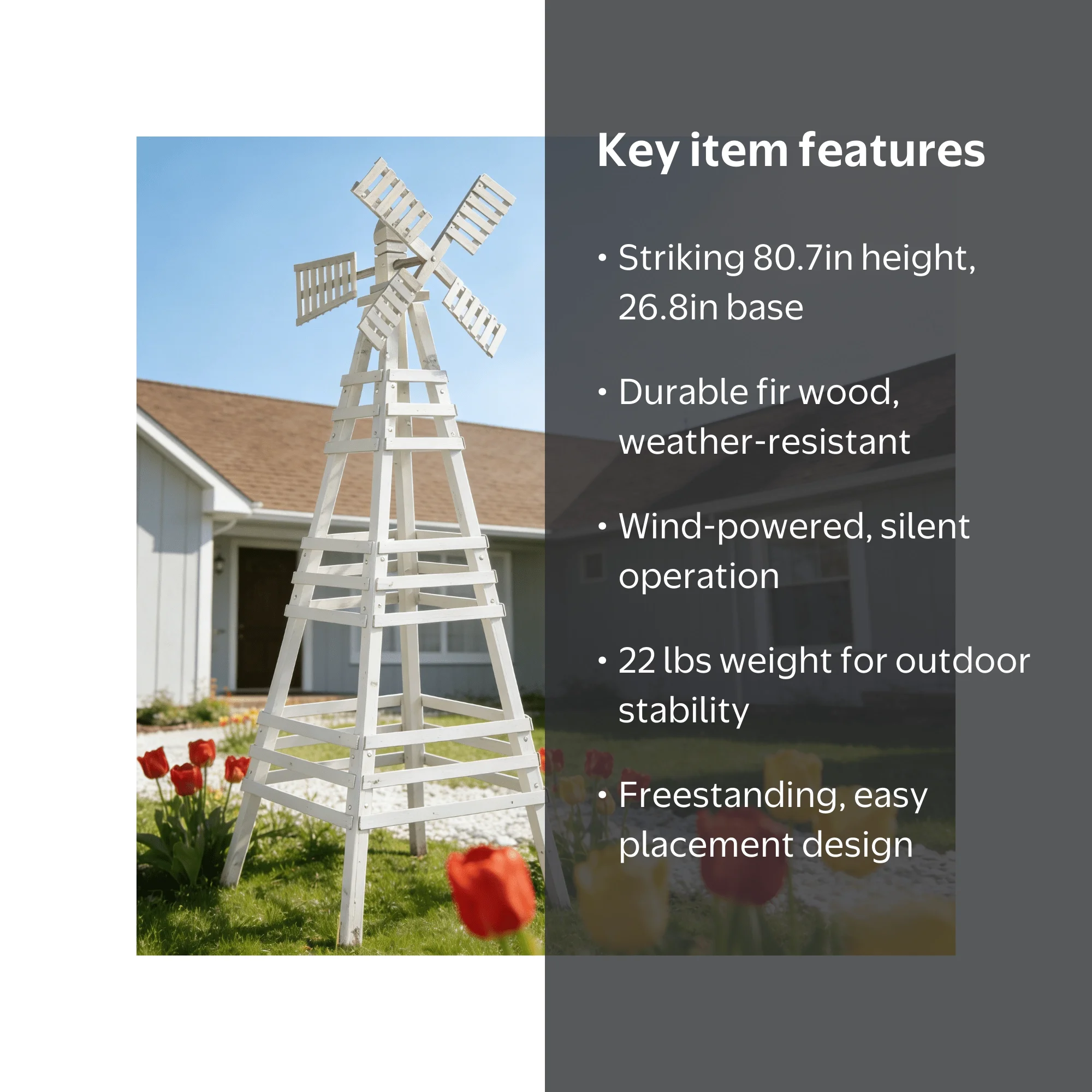 Ktaxon 6.6FT Wood Windmill Backyard Garden Decoration Weathervane