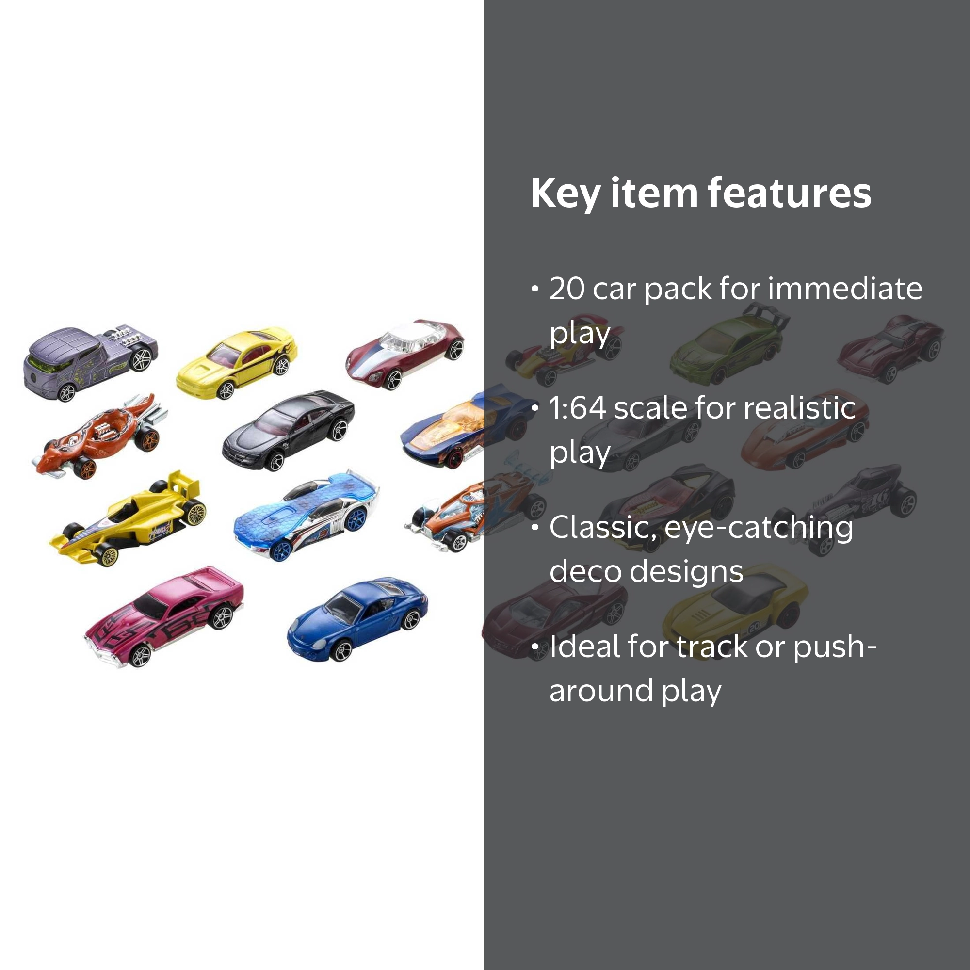 Hot Wheels 20-Car Pack, 1:64 Scale Collectible Vehicles, Classic