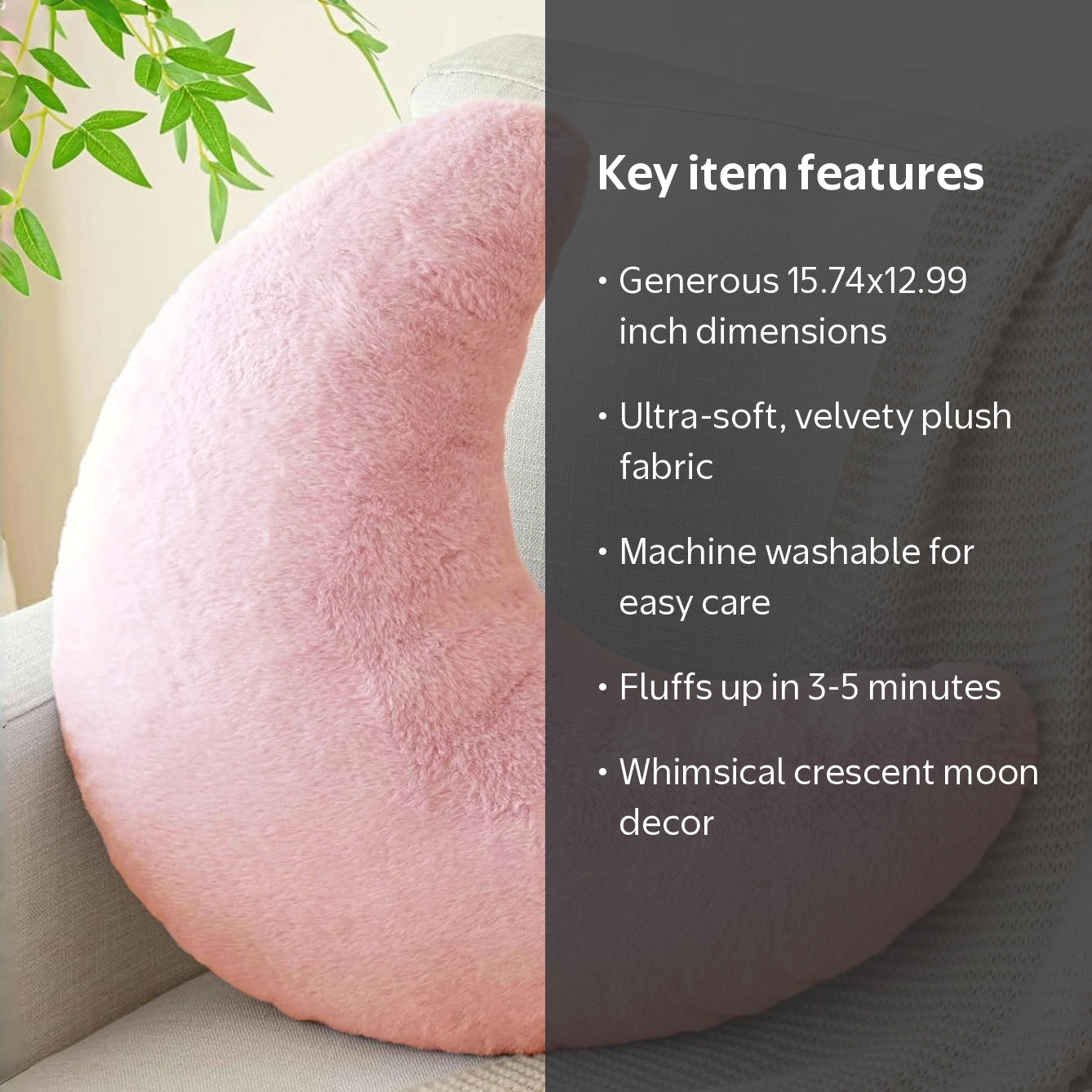 SUSIELADY Plush Moon Pillow, Soft and Cozy Crescent Moon Shaped